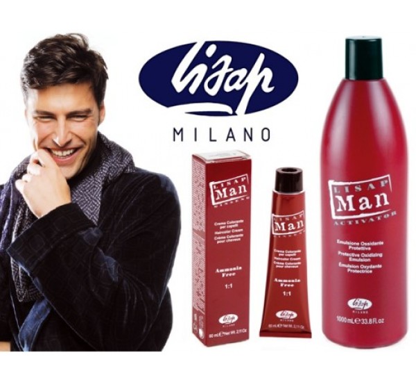 Lisap Man Color Cream Мъжка боя за коса 60мл+60мл-оксидант